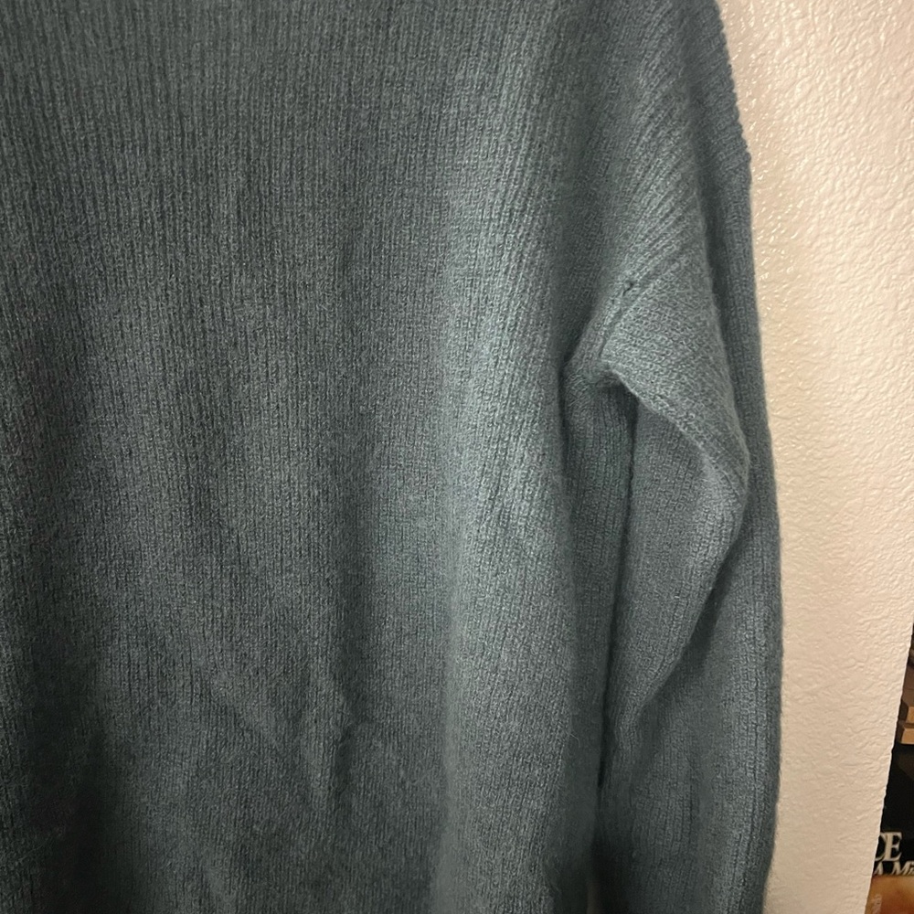 Sezane Teal Button-Front Fuzzy Knit Cardigan - Picture 7 of 8